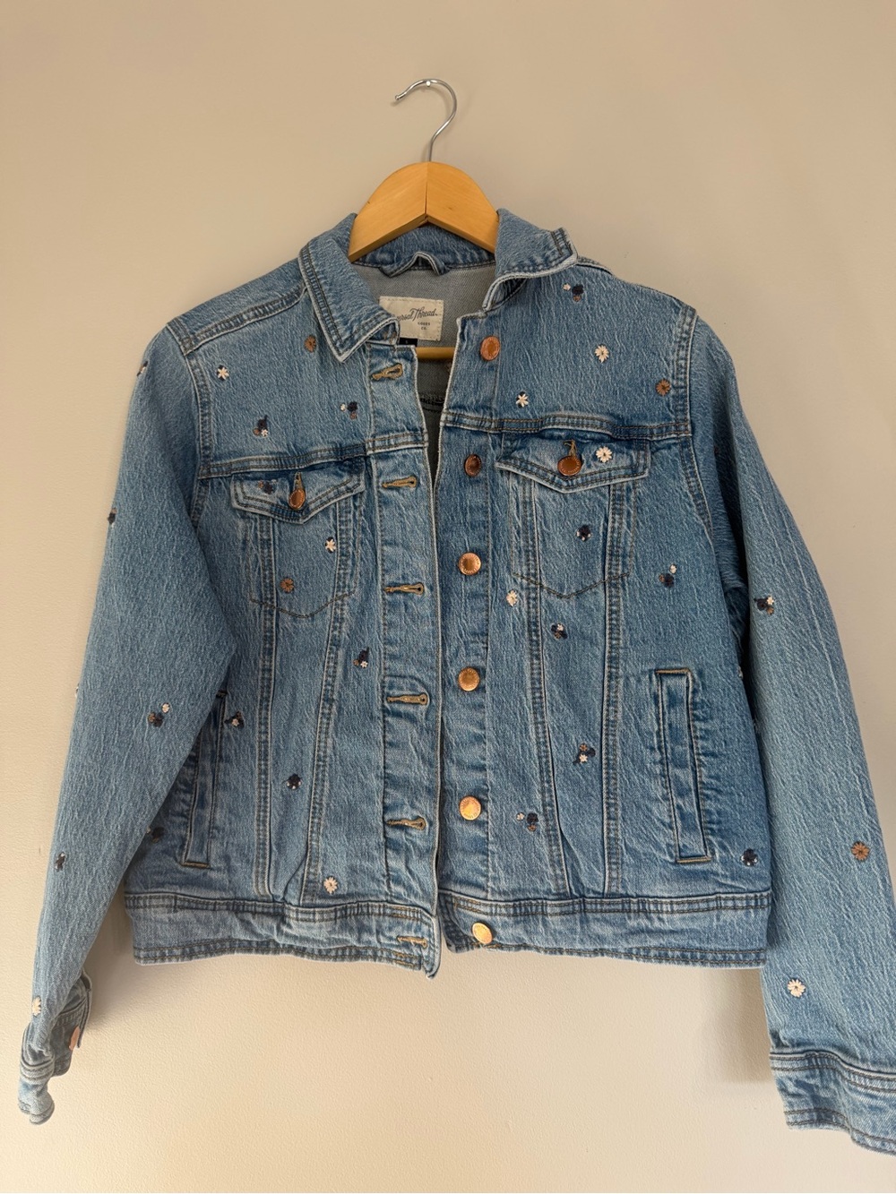 Universal Thread Light Blue Floral Denim Jacket